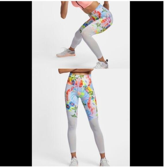 Nike High Waist Power Victory Tights Floral Print XS - Picture 1 of 5